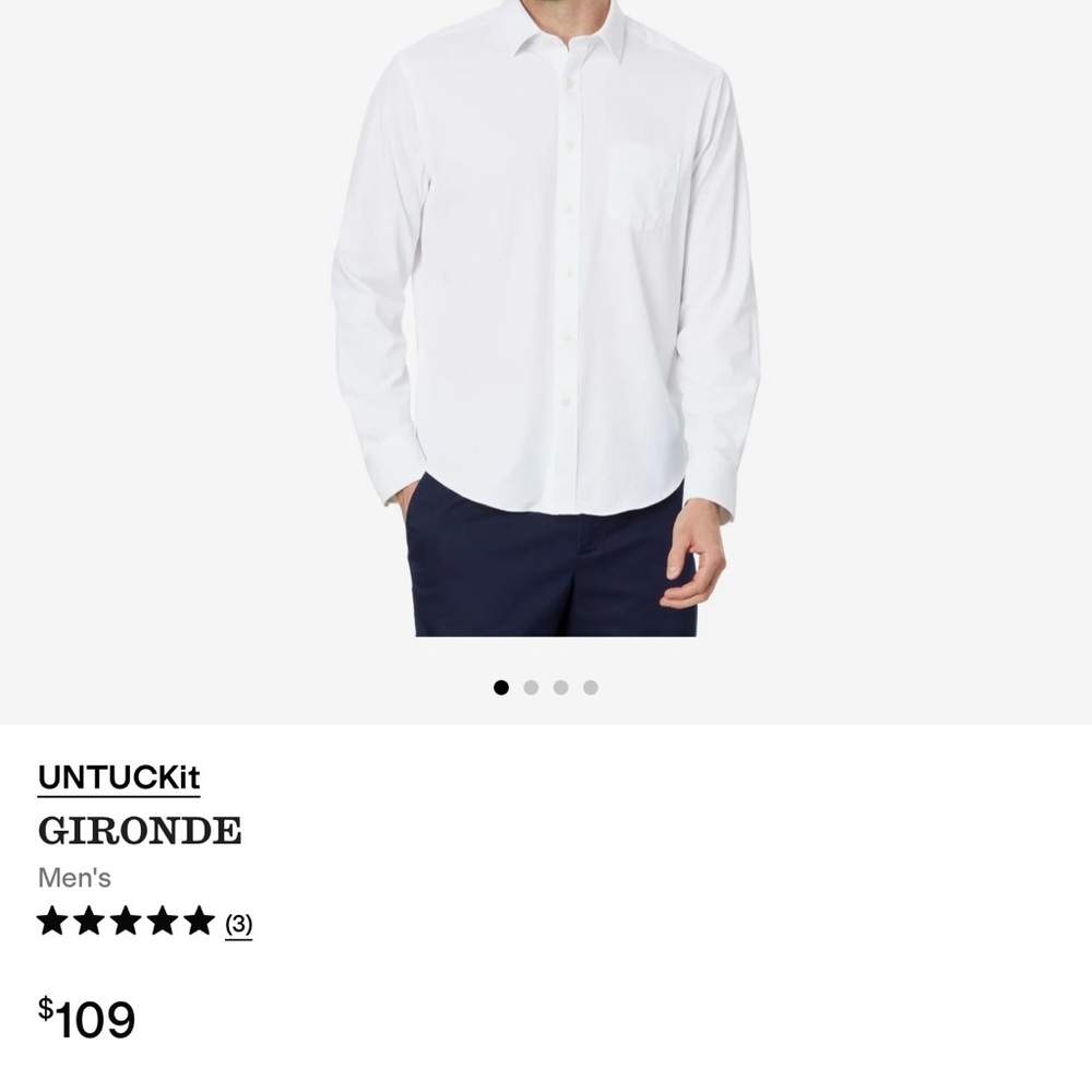 UNTUCKit Men's Crisp White Button Down Shirt XL (44-45) White NWT Unwrapped